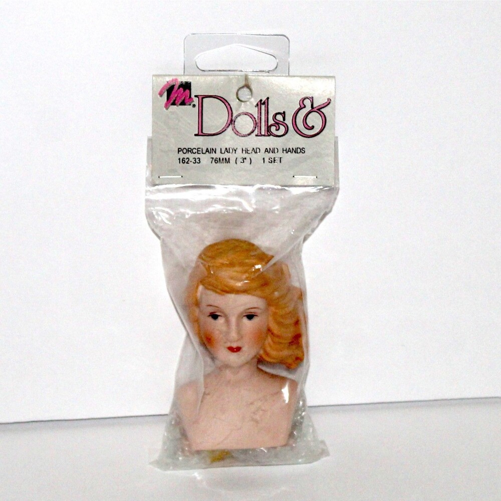 Vintage Doll Head and Hands set Mangelsen porcelain blonde lady 3” 162-33